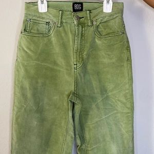 Green suede High Rise Jeans